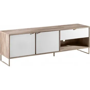 Televizní stolek TV stolek DENVER - dub halifax/bílá lesk