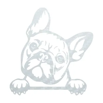 Polep vozidla SAMOLEPKA Pes 184 levá francouzský buldoček (51 - 3D karbon bílý) NA AUTO, NÁLEPKA, FÓLIE, POLEP, TUNING, VLASTNÍ TEXT, TISK, AUTOSAMOLEPKY.cz, POLEPY, OBRÁZEK, LOGO, SAMOLEPKY