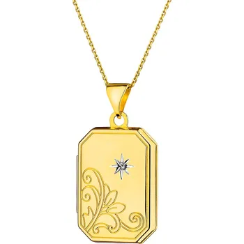 Přívěsek Zlatý přívěsek s diamantem - otevírací medailon - 0,005 ct - ryzost 585 - 197.149