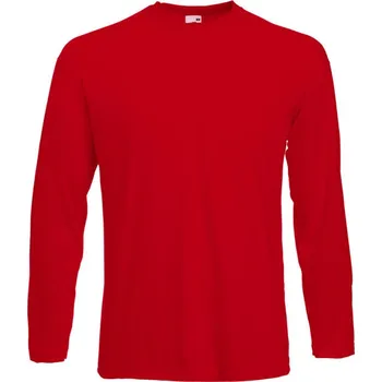 Pánské tričko Fruit of the Loom Pánské tričko s dlouhým rukávem Fruit of the Loom Value Weight Červená XXL