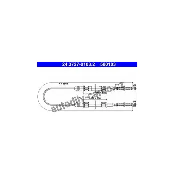 Brzdová hadice Lanko ruční brzdy ATE 24.3727-0103 (AT 580103)
