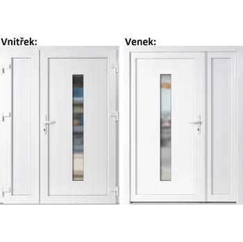 Vchodové dveře Dvoukřídlé vchodové dveře plastové Soft Hana+Panel Plný, Bílá/bílá, 130x200 cm, pravé