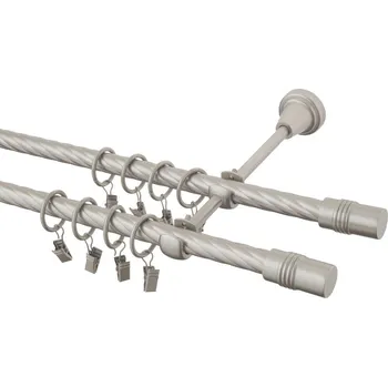 Garnýž kovová 100 cm kroucená dvouřadá - dvojitá 16 Cylinder double chrom mat