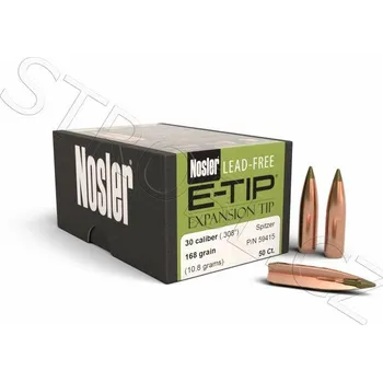 Příslušenství pro sportovní střelbu Monolitické Střely Nosler E-Tip .30 cal, dia .308, 168grs