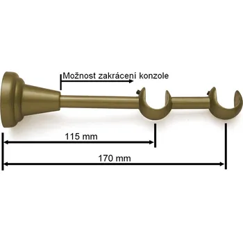 Konzole 2-řadá pro tyč 16mm - zlatá antik