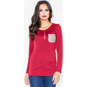 Top s dlouhým rukávem a výstřihem do U M156 Barva: Bordová, Velikost: L