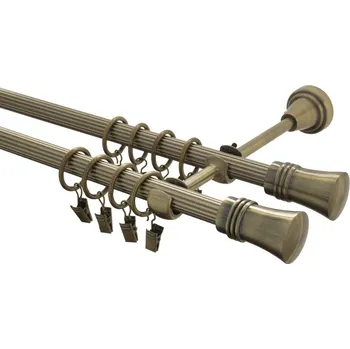 Garnýž kovová 140 cm rýhovaná dvouřadá - dvojitá 16 Capri double mosaz