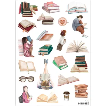 samolepka MINIMEE Papírové samolepky v aršíku A5 Čtení
