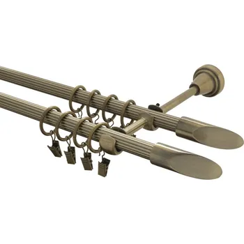 Garnýž kovová 170 cm rýhovaná dvouřadá - dvojitá 16 Piza double mosaz