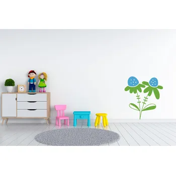 Samolepící dekorace Lepy.cz Samolepka na zeď Kouzelný les - Rostlina Velikost (šířka x výška): 20x22cm, Kombinace barev sety: Světle modrá + světle žlutá