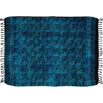 Šátek Sarong batikovaný, pareo BOB Batik, Floral Paisley modrý