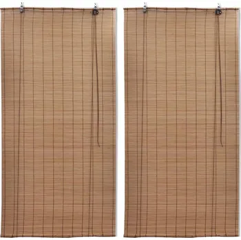 Roleta Zatemňovací rolety z bambusu 2 ks 80 x 160 cm hnědé