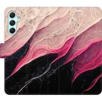 Pouzdro na mobilní telefon Flip pouzdro iSaprio - Samsung Galaxy A34 5G - BlackPink Marble - kapsičky na karty (Knížkový flip kryt, obal, pouzdro iSaprio na mobil Samsung Galaxy A34 5G - BlackPink Marble - 360° ochrana telefonu, přihrádka na karty a hotovost, funkce stojánku, pevná