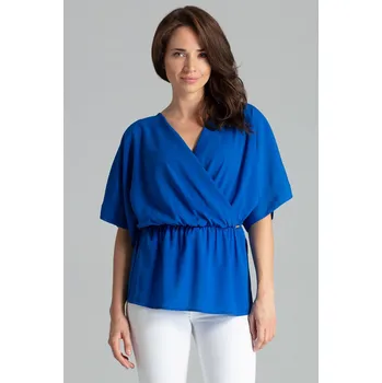 Dámská halenka Jednoduchá, volná halenka L063 Velikost: XL, Barva (Varianta): Modrá