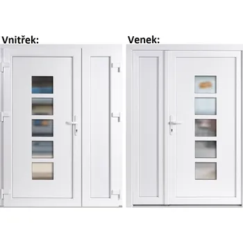 Vchodové dveře Dvoukřídlé vchodové dveře plastové Soft Lucy+Panel Plný, Bílá/bílá, 130x200 cm, levé