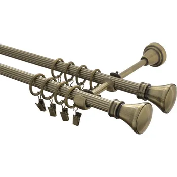 Garnýž kovová 180 cm rýhovaná dvouřadá - dvojitá 16 Koloseo double mosaz