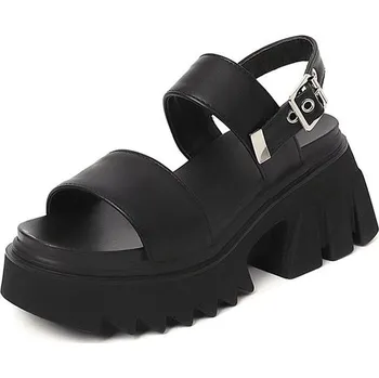 Dámské sandále Pohodlné sandály na masivní podrážce a páskem vzadu GoodDayGirl Fashion Barva: Černá, Velikost: 41