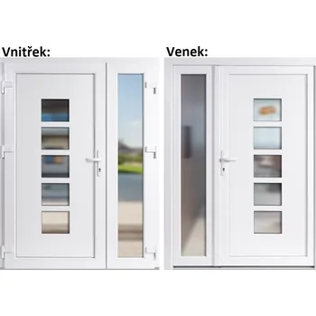 Vchodové dveře Dvoukřídlé vchodové dveře plastové Soft Lucy+Sklo Nisip, Bílá/bílá, 130x200 cm, levé