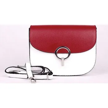 Kabelka Malá bílo-tmavěčervená pevná kožená crossbody kabelka Vera Pelle 25