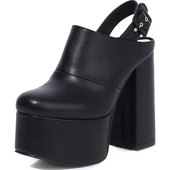 Dámské pantofle Masivní mule s řemínkem přes patu GoodDayGirl Fashion Barva: Černá, Velikost: 45