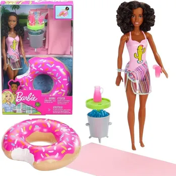 Panenka Mattel Barbie panenka brunetka a párty u bazénu, GHT21