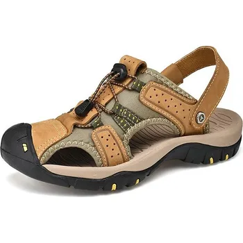 Dámské sandále Kožené pánské sandály s páskem za patu Barva: Zlatá, Velikost: 38