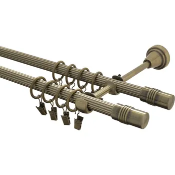 Garnýž kovová 230 cm rýhovaná dvouřadá - dvojitá 16 Cylinder double mosaz