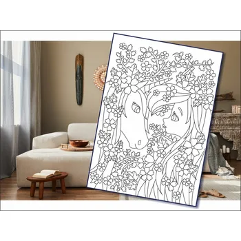 Radost v písku Šablona na pískování víla s jednorožcem v kytičkách Varianta: A4 (210 × 297 mm)