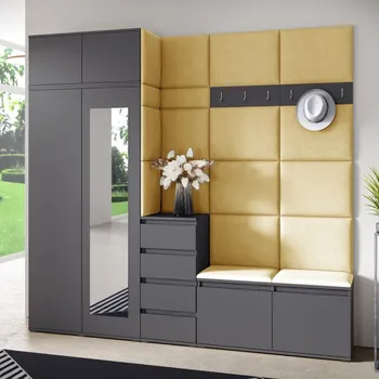 Předsíňová stěna Předsíňová stěna Emi 33 - grafit Barva panelů: Žlutá - Trinity 18