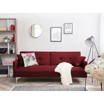 Pohovka červená čalouněná 3místná funkce spaní moderní dekorativní polštáře obývací pokoj Beliani