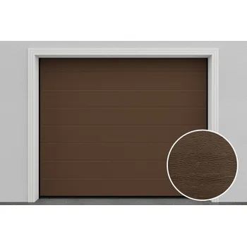 Garážová vrata DoorHan Garážová vrata se zástrčí | Woodgrain hnědá RAL 8014, středová drážka Šířka stavebního otvoru (mm): 3000, Výška stavebního otvoru (mm): 2030