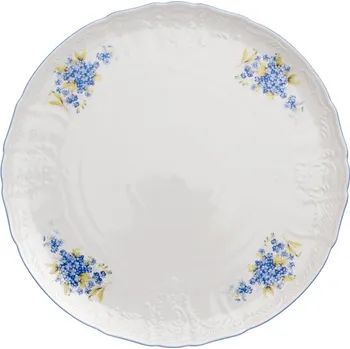 Talíř Thun 1794 Talíř dortový, český porcelán, Bernadotte, 32 cm, pomněnky, Thun