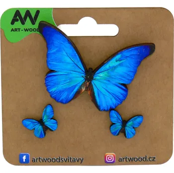 Brož art-wood.cz Dřevěná brož + náušnice - motýl MORPHO