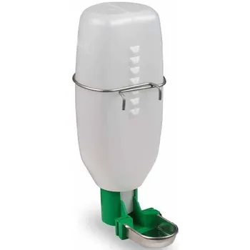 GAUN Hladinová napáječka s plastovou lahví pro drůbež a králíky 2 l tmavě zelená/bílá napáječka pro hospodářská zvířata GAUN Hladinová napáječka s plastovou lahví pro drůbež a králíky 2 l tmavě zelená/bílá