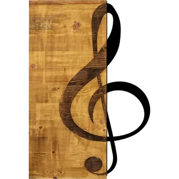 Nástěnná dřevěná dekorace TREBLE CLEF hnědá/černá