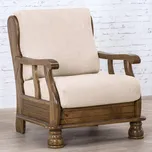 decoDoma napínací potah na křeslo strečový NIAGARA smetanová křeslo s dřevěnými rukojeťmi (š. 50 - 80 cm)