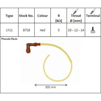 Zapalovací a žhavicí svíčka NGK fajfka na zapalovací svíčky ebonitová ohnutá (90) kabel 50 Cmm barva červená (NR 8718) (NGK fajfka na zapalovací svíčky ebonitová ohnutá (90) kabel 50 Cmm barva červená (NR 8718))