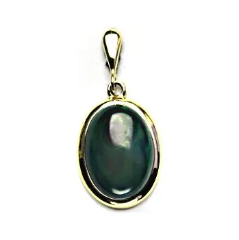 Přívěsek Zlatý přívěsek, přírodní kámen malachit, žluté zlato - P 1454/22 (malachit 14x10 mm)