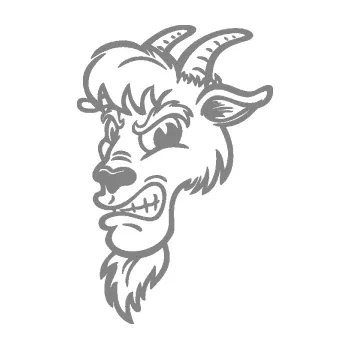 Samolepící dekorace SAMOLEPKA Kozel 007 levá rozuřený (17 - šedá) NA AUTO, NÁLEPKA, FÓLIE, POLEP, TUNING, VLASTNÍ TEXT, TISK, AUTOSAMOLEPKY.cz, POLEPY, OBRÁZEK, LOGO, SAMOLEPKY