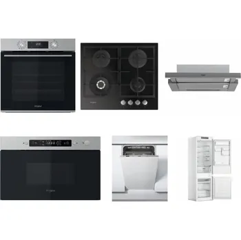 Set domácích spotřebičů WHIRLPOOL OMK58CU1SX + WHIRLPOOL GOFL 629/NB + WHIRLPOOL AKR 749/1 IX + WHIRLPOOL MBNA910X + WHIRLPOOL WSIC 3M27 C + WHIRLPOOL WHC18 T311