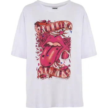 Dámské tričko BÍLÉ OVERSIZED TRIČKO ROLLING STONES Noisy May