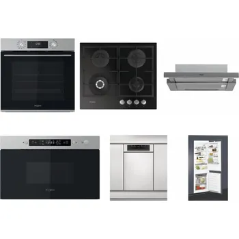 Set domácích spotřebičů WHIRLPOOL OMK58CU1SX + WHIRLPOOL GOFL 629/NB + WHIRLPOOL AKR 749/1 IX + WHIRLPOOL MBNA910X + WHIRLPOOL WSBO 3O34 PF X + WHIRLPOOL ART 65031