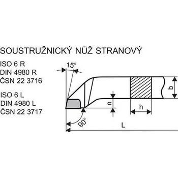 Příslušenstí k soustruhu Denas Soustružnický nůž stranový pravý 10 x 10 U20 - DN3716-1010U20