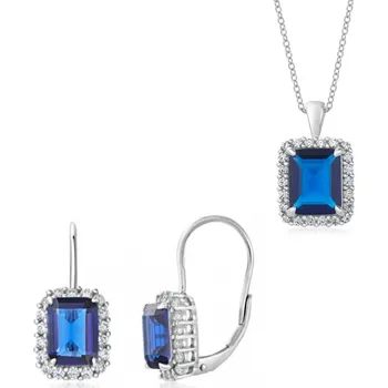 Souprava šperků SOFIA stříbrný set náušnice, přívěsek a řetízek COEZB53303+COPZB53308