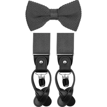 Kravata Bubibubi Šedá motýlková sada s kšandami