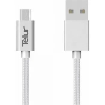Počítač Tellur Data cable, USB to Micro USB, Nylon Braided, 1m silver