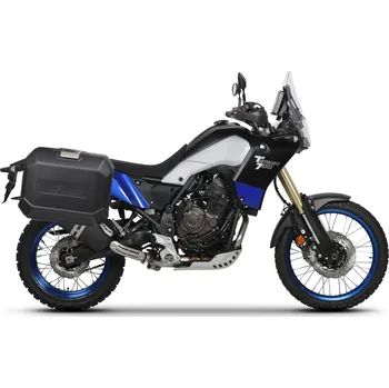 Zavazadlo na motocykl Kompletní sada bočních černých hliníkových kufrů SHAD TERRA BLACK 36L/47L , včetně montážní sady SHAD YAMAHA Tenere 700 XTZ690