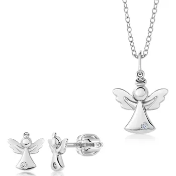 Souprava šperků SOFIA zlatý set "Bílý andílek" AUALMA14G2P-AU+AUALMA24G0P-AU