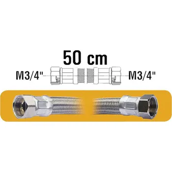 Zahradní hadice FANSKI Hadice nerez F3/4xF3/4x50cm pro připojení vodárny, čerpadla