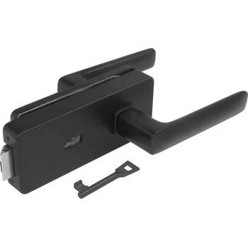 Dveřní kování MPK - UNIQUE R8 - ZÁMEK na sklo s klikou STELLA - BBQ kování na sklo BBQ otvor BS - Černá matná